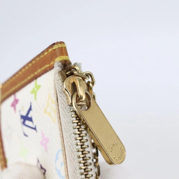 LOUIS VUITTON Multicolor Pochette Cles Coin Purse White M92655 LV Auth 145789 - Picture 9 of 16